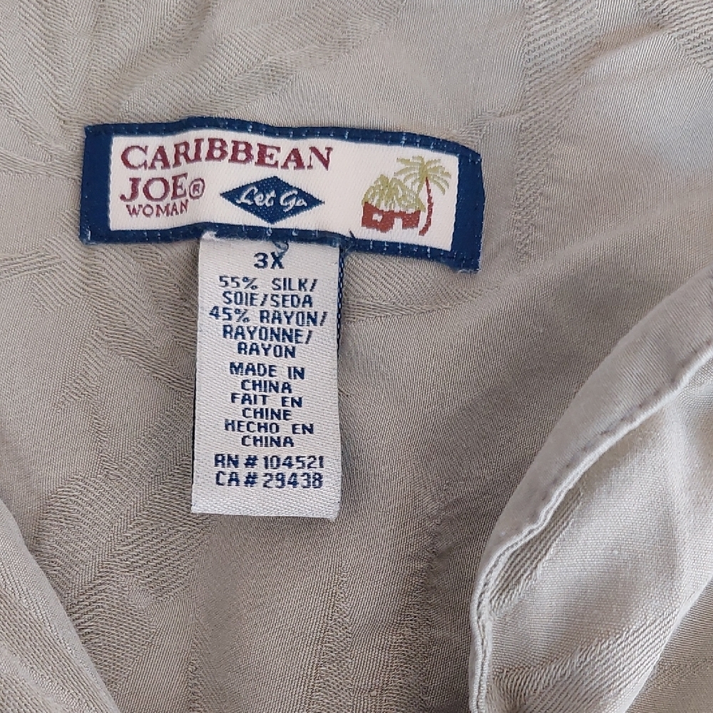 Caribbean Joe Sage Green Tropical Palm Leaf Print Button Up Shirt 3XL - Picture 2 of 5